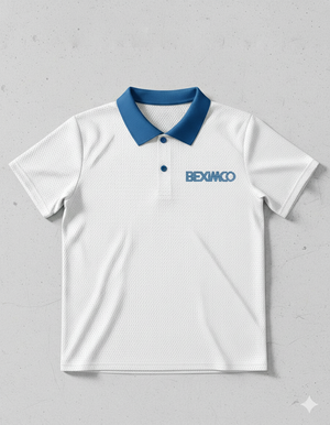 Ringer Polo - Corporate - Performance Mesh Lycra - White  | Collar: Nav