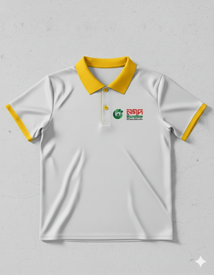 Ringer Polo - Corporate - Performance Mesh Lycra - White  | Collar: Yellow  Cuff : Yellow