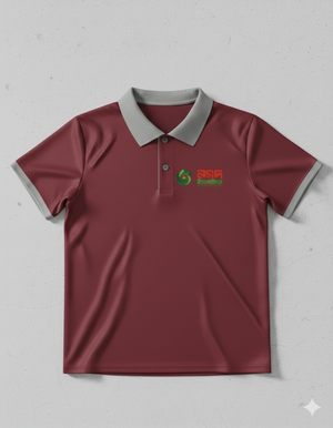 Ringer Polo - Corporate - Performance Mesh Lycra - Maroon  | Collar: Grey  Cuff : Grey