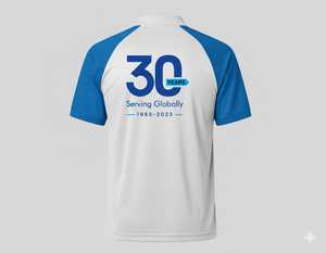 Raglan Polo - Corporate - Performance Mesh Lycra - White/Sky Blue