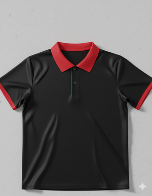 Ringer Polo - Corporate - Performance Mesh Lycra - Black/Red
