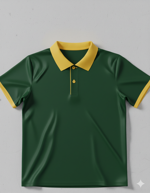 Ringer Polo - Corporate - Performance Mesh Lycra - Green | Collar/Cuff/Placket: Yellow