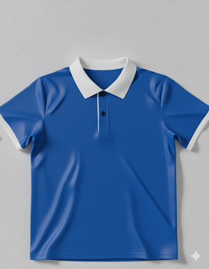 Ringer Polo - Corporate - Performance Mesh Lycra - Blue | Collar/Cuff/Placket: White
