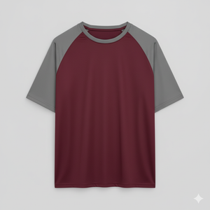 Raglan Tee - Corporate - Performance Mesh Lycra - Maroon/Grey