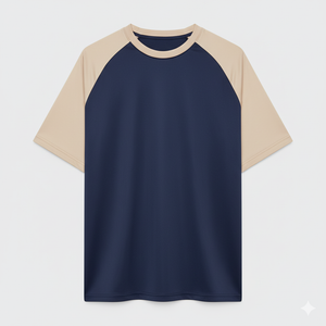 Raglan Tee - Corporate - Performance Mesh Lycra - Navy/Beige