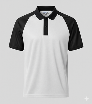 Raglan Polo - Corporate - Performance Mesh Lycra - Black/White