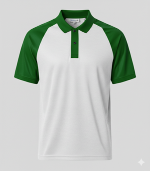 Raglan Polo - Corporate - Performance Mesh Lycra - White/Green