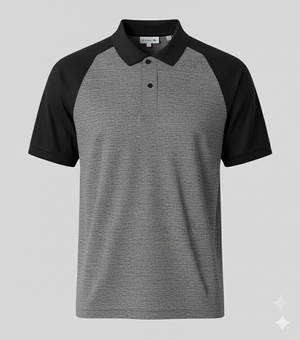 Raglan Polo - Corporate - Performance Mesh Lycra - Grey/Black