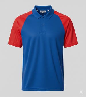 Raglan Polo - Corporate - Performance Mesh Lycra - Blue/Red