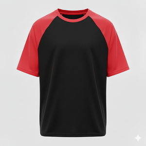 Raglan Tee - Corporate - Performance Mesh Lycra - Black/Red