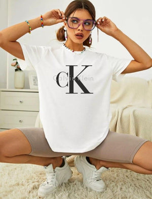 Calvin Klein  Chambray  Drop shoulder T-shirt WHITE