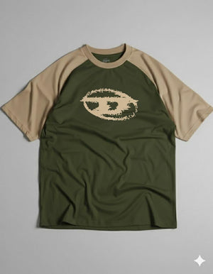 Diesel Oval D branded Raglan T-shirt Olive/Beige