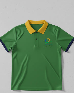 Ringer Polo - Corporate - Performance Mesh Lycra - Green  | Collar: Yellow Cuff : Navy