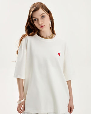 H&M Oversized T-Shirt WHITE HEART