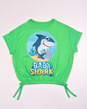 Kids Graphic Tee With Elastic Bottom-Babyshark