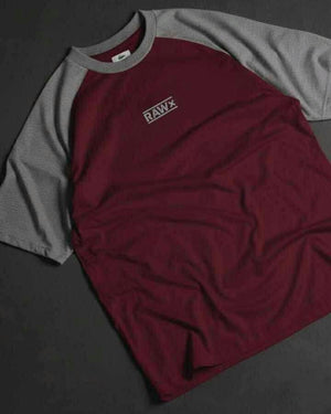 RAWx  Raglan T-shirt Drop Shoulder Maroon/Grey - Minimal