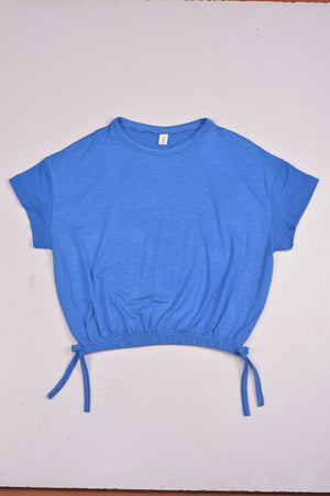Kids Graphic Tee With Elastic Bottom-Blue