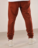 HUGO COTTON-TERRY TRACKSUIT BOTTOMS WITH LOGO PRINT MAROON