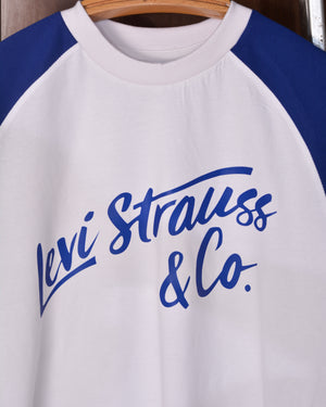 Levi's Mens Typography Oversized Raglan T shirt  White/Blue