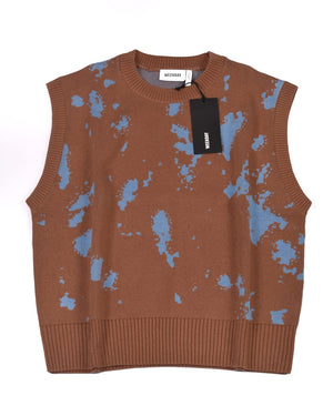 WEEKDAY  Women Houndstooth Pattern Knit Sweater Vest Sleeveless TIE-DIE