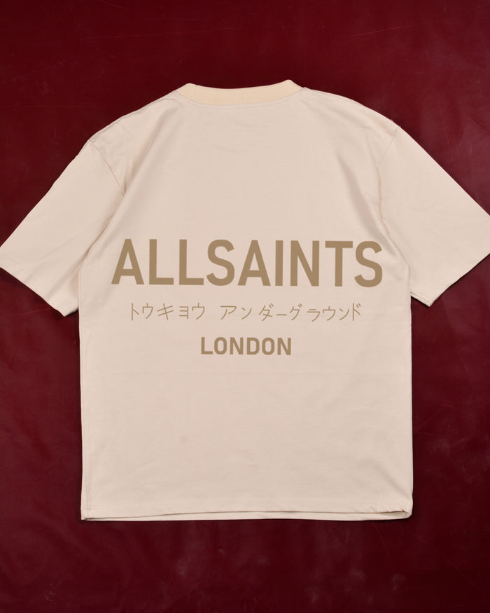 ALLSAINTS Underground Oversized Crew Neck T-Shirt Beige