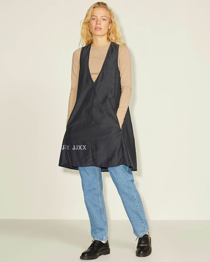 JJXX Jxmaia V-neck Hype Dress Ln V-Neck Straight Women's Black Midi Dress