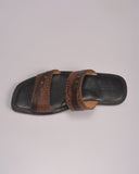 LEATHER MENS SLIDES BROWN