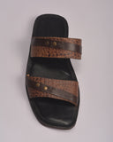 LEATHER MENS SLIDES BROWN