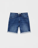 Pull&bear BASIC DENIM BERMUDA SHORTS WITH ROLLED-UP HEMS DARK BLUE