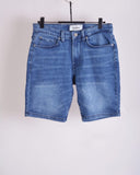 Pull&bear BASIC DENIM BERMUDA SHORTS WITH ROLLED-UP HEMS DARK BLUE